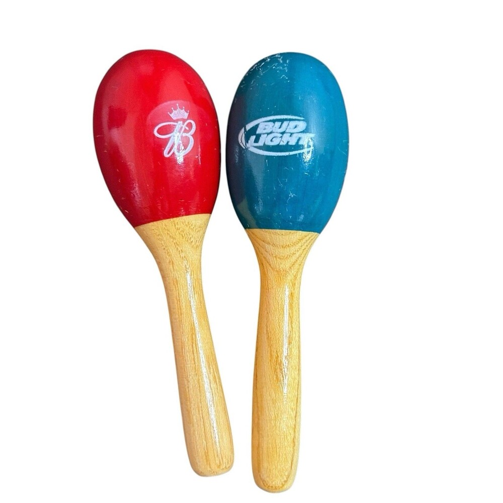 Budweiser Wooden Maracas Musical Instruments Toy 7.5"